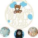 Baby Shower Decorations for Boy We Can Bearly Wait Wooden Sign for Boy Baby Shower Decorations Bear Gender Reveal Door Hanging Photo Props Teddy Bear Theme Party Supplies (Wood)