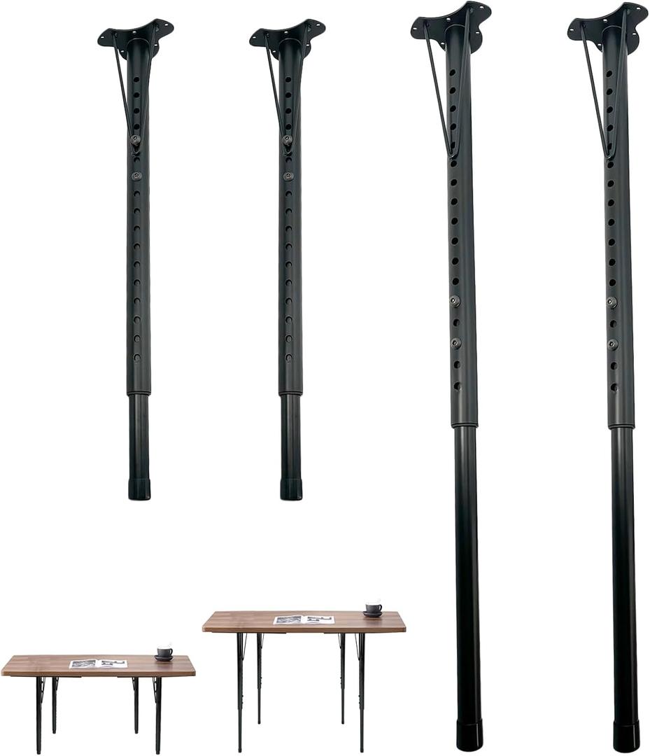 Benbuoo Adjustable Metal Table Legs, 21.2-35" Height, Set of 4, Heavy-Duty Telescoping Desk Legs for Dining, Office, Classroom, Console, Worktable, DIY Furniture Projects