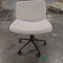 NEO Chair Criss Cross Chair with Wheels Armless Cross Legged Office Desk Wide Comfy Vanity Makeup Chair Adjustable Swivel Rolling Computer for Home Office Fabric (Beige)