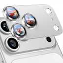 Uyiton Compatible with iPhone 17 Pro Max Camera Lens Protector - Not Easy to Break Strong Adsorption Case-Friendly Metal Tempered Glass Rear Camera Screen Cover - Silver