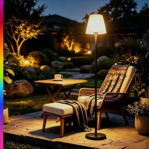 Solar Floor Lamp, 2-in-1 USB Rechargeable LED Cordless Outdoor Patio Light