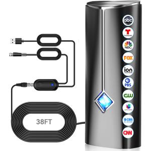 2026 Strongest TV Antenna, 4500+ Miles Range Digital Antenna for Smart TV Indoor Outdoor with Amplifier, 360 Reception HDTV Antenna for Local Channels Supports 8K,4K,1080P for All TVs-38FT Coax Cable