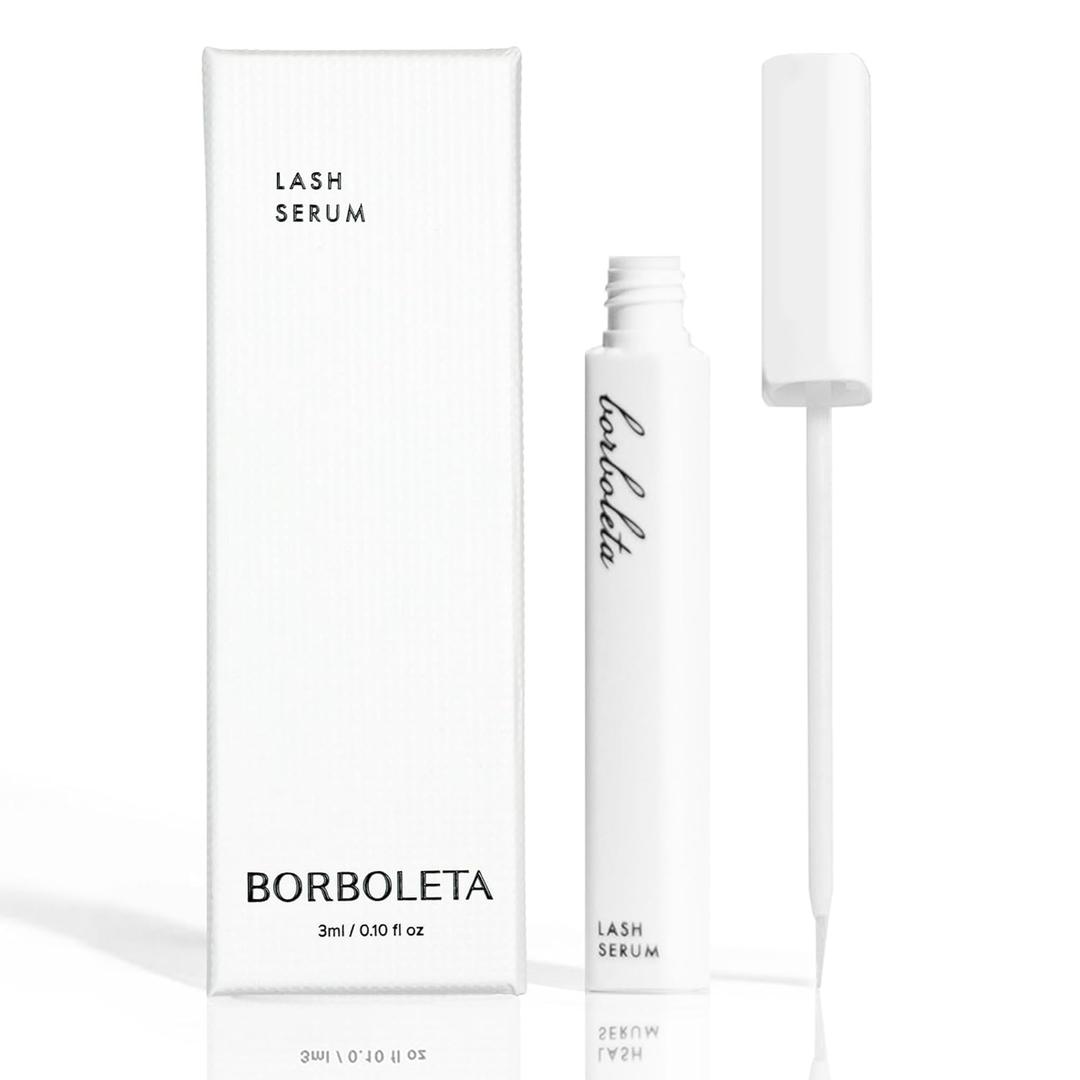 Borboleta Lash Serum, Eyelash Serum for Longer, Thicker, and Fuller Looking Natural Eyelashes, (Full Size, 3 Month Supply) (0.1 Fl Oz (Pack of 1))