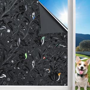 Niviy Total Blackout Window Film, Black Window Cover for Glass, 100% Light Blackout Windows Cover Room Darkening Removable Black Out Window Tint for Home(17.7 x 78.7 inches)