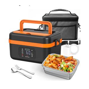 Electric Lunch Box For Adults - Heated Lunch Box For Men Women Insulated & Self Heating, Battery Powered Food Warmers With Containers, Cordless Rechargeable Lunch box For Drivers(Orange)
