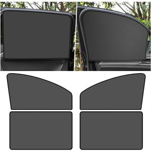 4PCS Car Side Window Sun Shades, Auto Window Sunshades Privacy Curtains Blackout with Magnetic, UV Rays, Heat Protection Stretch Car Window Covers for Sleeping, Camping, Breastfeeding (Front & Back)