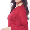 Dagacci Medical Uniform Scrubs Top for Women Long Sleeve Comfort Performance Crewneck Underscrub Tee Shirt (Red, M)