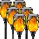 Upgraded Solar Lights Outdoor, 6 Pack Flickering Flame Solar Torch Lights with Super Larger Size for Christmas Decor, Solar Christmas Lights Waterproof Solar Powered Outdoor Lights for Garden Pathway (Orange)