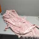 HEARTNICE Womens Long Hooded Robe, Soft Warm Fleece Bathrobes Full Length Plush House Coat (Small-Medium, Dusty Pink)