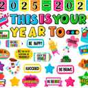 2 x HOWAF 52pcs Classroom Bulletin Board Decoration Set,2025-2026 This is Your Year Cutout for Welcome Back to School Classroom Decor,Positive Accents Cut-Outs for First Day of School Chart Wall Supplies