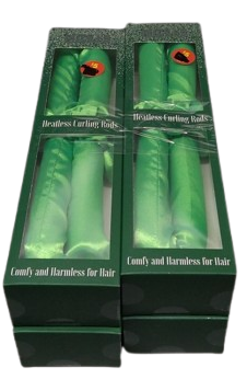 Wicked Comfy and Heatless Curls Overnight for Long Hair, Heatless Hair curler for Women and Girls, No Heat Curling Rods with Satin Scrunchies and Clip, Green, Pack Of 4