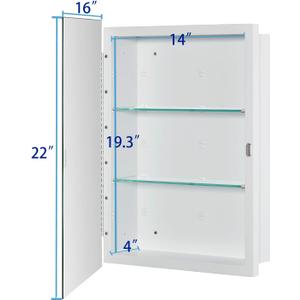 IDYLLOR Bathroom Medicine Cabinet with Beveled Edge Mirrored Door 16 x 22 inch, Recessed or Surface Mount, with Adjustable Glass Shelves