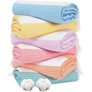 Genovega 6 Oversized Turkish Beach Bath Towel Set Bulk 74"x38" Extra Large Sand Free Quick Dry Swim Camping Pool Clearance Towels Blanket Essentials Adult Multi LightBlue Dot