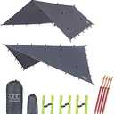 Gold Armour Rainfly Tarp Hammock, Premium 14.7ft/12ft/10ft/8ft Rain Fly Cover, Waterproof Ultralight Camping Shelter Canopy, Survival Equipment Gear Camping Tent Accessories (Gray 12ft x 10ft)