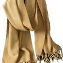 Women’s Solid Color Winter Scarf Warm Chunky Shawl Outdoor Luxury Tassel Wrap Windproof Scarf
