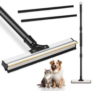 Bisenkud 4 FT Carpet Rake for Pet Hair - Dual Cleaning Way for Efficient Pet Hair Removal on Carpets, Sofas, and Car Seats