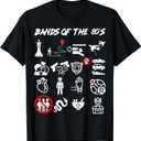 Funny Nerdy Iconic Pop Rock Bands of The 80s White T-Shirt, Size S