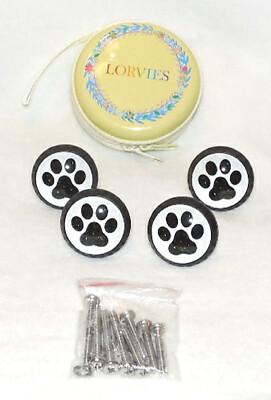 3 Paw Prints Black White Drawer Door Pulls Knobs Acrylic Plastic w/ Screw New