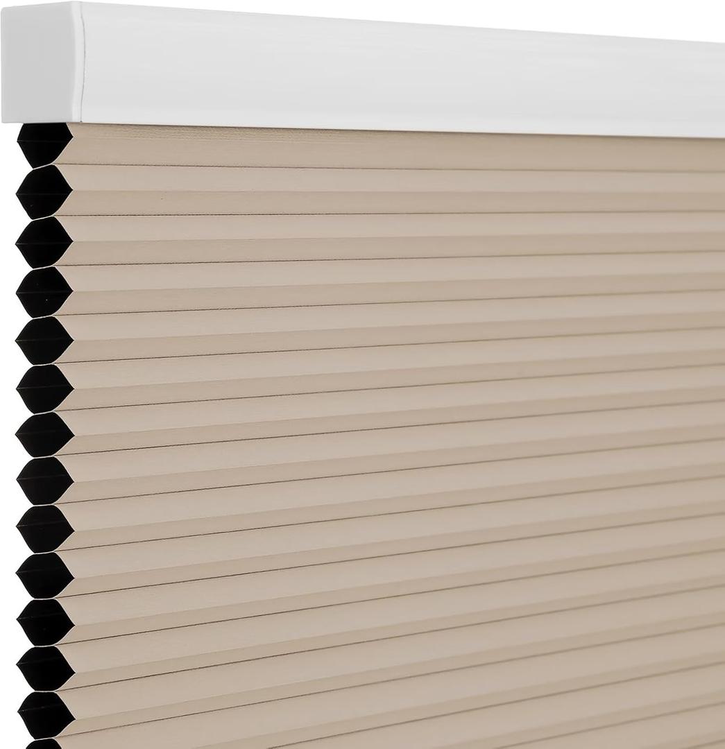Changshade Blackout Blinds, Cordless Cellular Shades, Honeycomb Blackout Shades, Room Darkening Blinds, Pull Down Window Shades, Easy to Install Honeycomb Window Blinds, 27" W x 72" H, Beige