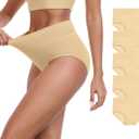 IWOLLENCE Womens Cotton Postpartum Underwear High Waisted Full Coverage Panties Plus Size & Regular (XX-Large, Nude-5pack)