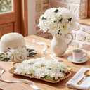 50 Pack White Artificial Dahlia Flowers 3.94" Silk Flower Heads with 7.87" Bendable Wire Stems Bulk Fake Dahlias for Wedding Bouquets, Centerpieces, Home & DIY Floral Arrangements