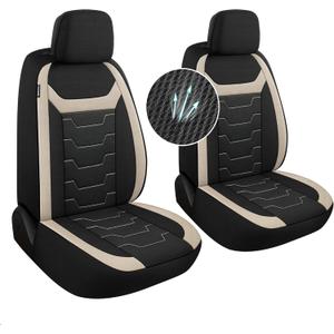 Breathable Car Seat Covers 2 Front Set, 3D Air-Mesh Seat Covers for Cars, Airbag Compatible Car Interior Covers Universal for Most Cars Sedan Truck SUV(Black/Beige)