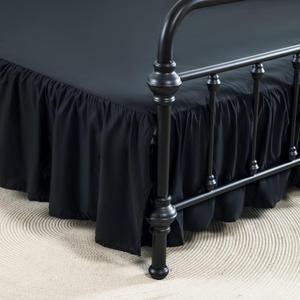 Bed Skirt Queen Size Ruffled Bed Skirt with Split Corners, 14 Inch Drop Dust Ruffle Bed Skirts with Platform, Black