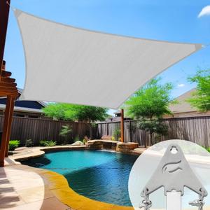 KANAGAWA 16'x20'Light Gray Steel Wire Shade Sail98% UV Protection,280GSM HDPE Fabric,Stainless Tri Fasteners & Embedded WiresOutdoor Sun Shade for Patios,Gardens,Pools,Decks & Commercial Use