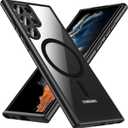 Hensinple for Samsung Galaxy S22 Ultra Case Magnetic, Galaxy S22 Ultra Phone Case [Compatible with Magsafe] Wireless Charging Translucent Back Cover Case 6.8 Inch,Black