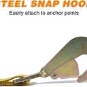 Heavy Duty Adjustable Car Tie Down Kit with Snap Hooks -Break Strength 10,000 lbs-Working Load 3333 lbs-2 Inch x 114 Inch - 4 Pack Axle Tie Down Straps (Yellow)