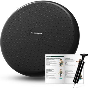 Trideer Wobble Cushion Core Balance Disc, Flexible Seating for Classroom Elementary, Wiggle Seat for Sensory Kids, Balance Pad with Inflation Pump (34CM Black)