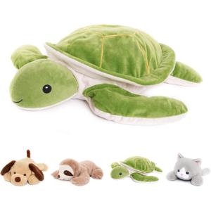 Weighted Sea Turtle Stuffed Animal Plush Toy with Embroidered Eyes and Removable Weight Pack - 20 Inches, 2.3 lbs for Kids and Adults (Sea Turtles)