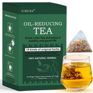 Oil Flush Tea - 10 Herbal with Excellent Formula, Oil Cleansing Tea for Liver, Chinese Herbal Teas, 15 TeaBags (1 Box(15pcs)), BBD: 04-07-26