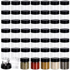 Yiyiring 100 Pack 4 oz Spice Jars Plastic Clear Empty Bottles with Shaker Lids Bulk Reusable Seasoning Containers for Herbs Spices Powders Glitter