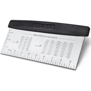 HULISEN Large Bench Scraper for Baking, 10 inch Dough Pastry Scraper with Measuring Scale, Stainless Steel Cake Scraper, Pizza Cutter, Food Chopper, Bread Separator Knife