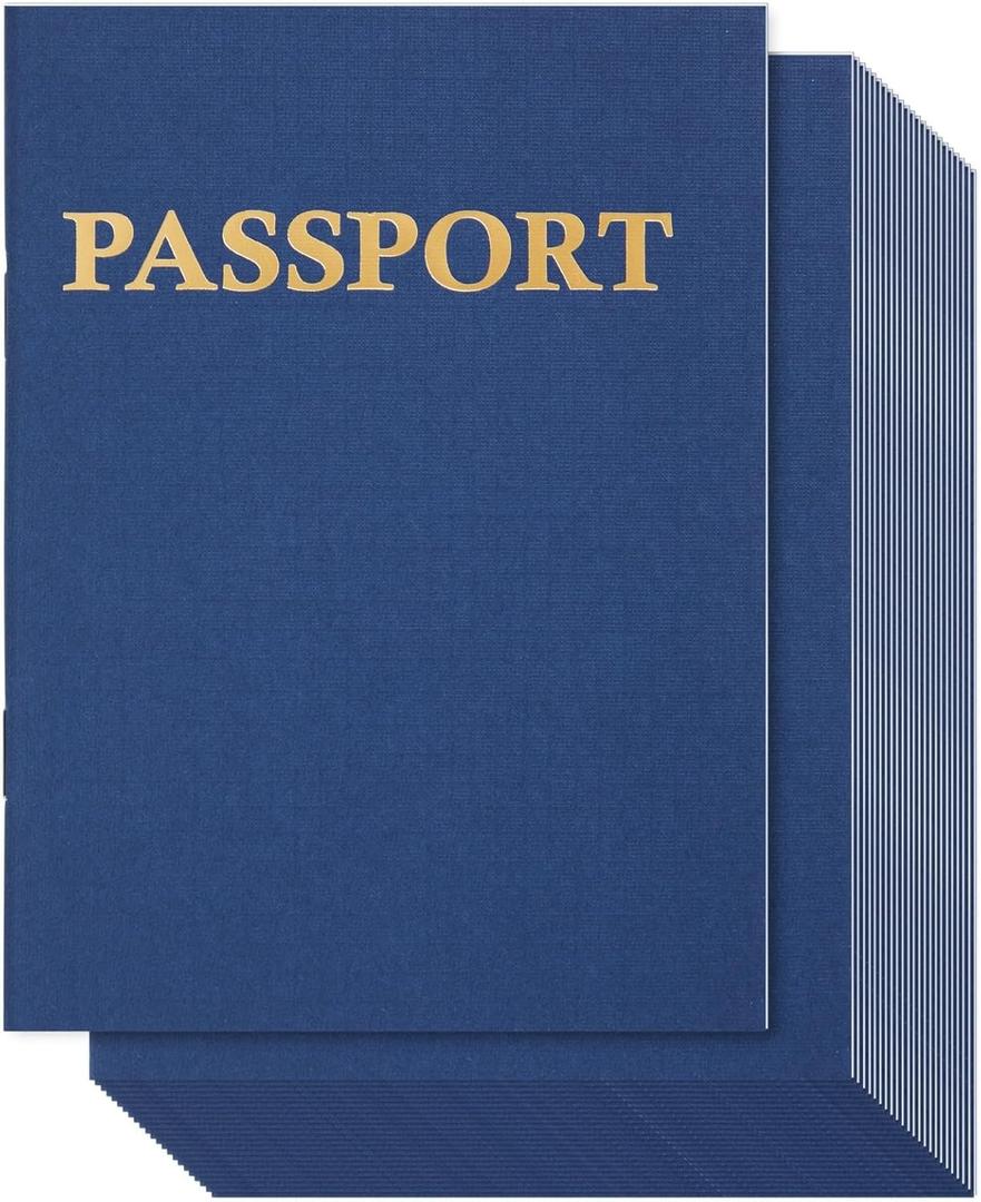 Juvale 24-Pack Blank Passport Notebooks for Kids, 4.1 x 5.6 Inches, Pretend Passport Books for Kids Travel Play and Classroom Activities, Blue