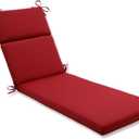 Pillow Perfect Pompeii Solid Indoor/Outdoor Patio Chaise Lounge Cushion Plush Fiber Fill, Weather and Fade Resistant, 72.5" x 21", Red (Red Pompeii)
