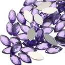 MECCANIXITY 100Pcs Acrylic Horse Eye Gems 7x15mm Flat Back Artificial Rhinestones for DIY Crafts Bead Wedding Party Face Painting Jewelry Making Light Purple