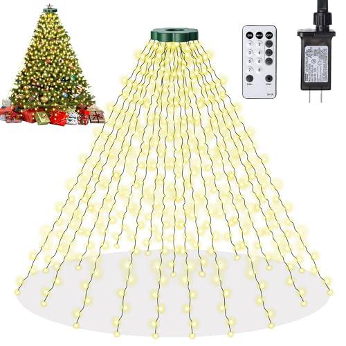 SDERGO Christmas Tree Lights - 480 LEDs 9.8FT x 16 String Lights with Memory Function & 8 Modes, Fairy Lights with Remote Control & Timer for Christmas Tree Decorations - Warm White