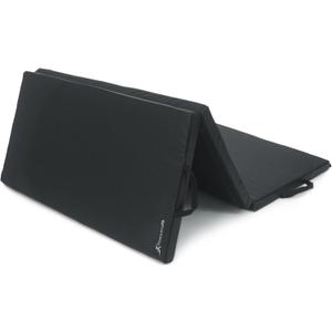 ProsourceFit Tri-Fold Folding Thick Exercise Mat 6x4 with Carrying Handles for Tumbling, Martial Arts, Gymnastics, Stretching, Core Workouts (Black.)