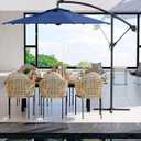 10FT Cantilever Patio Umbrella with Cross Base, Outdoor Offset Market Umbrella with 360-degree Rotation and Infinite Tilt, Outside Umbrellas for Backyard Lawn Garden and Pool (Navy Blue)