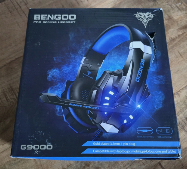 Pro Gaming Over Head Headset Bengoo G9000, Open box, Blue and Black