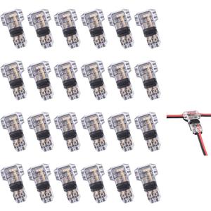 Brightfour Low Voltage Wire Connectors, No Stripping T Tap Wire Connectors 24 Pack, 3 Way Wire Connectors T Type 2 Pins for AWG 24-18 Wires