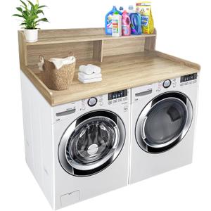 Royxen Laundry Countertop with Storage Universal Fit, Washer and Dryer Countertop with Shelf, Laundry Room Storage, 2-Tier Shelf, White Oak, 54 Inches X 27.5 Inches X 12 Inches