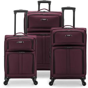 U.S. Traveler Anzio Softside Expandable Luggage with Spinner Wheels, Burgundy, 3-Piece Set (22/26/30)
