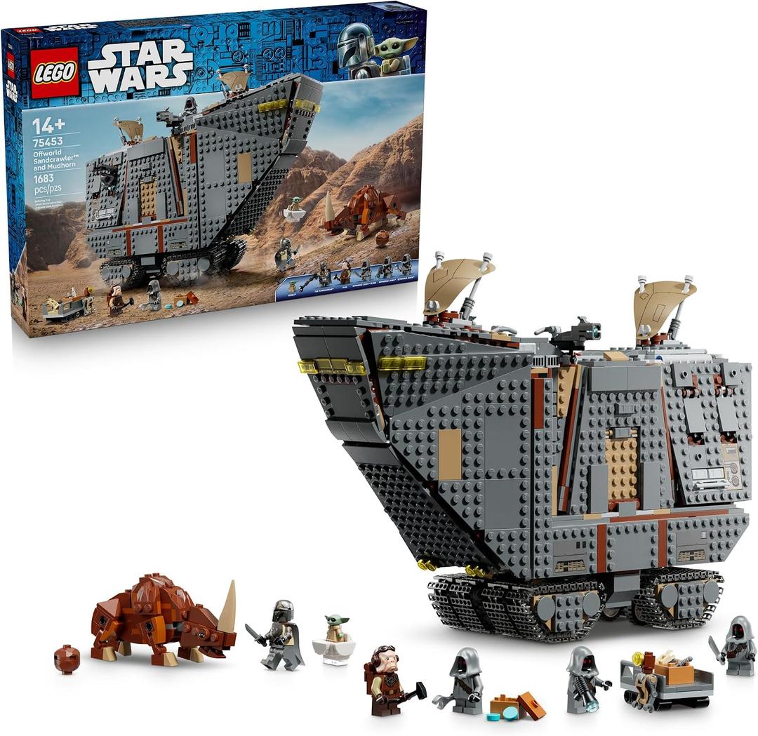 LEGO Star Wars Offworld Sandcrawler and Mudhorn 75453
Building Toy for Boys & Girls, Ages 14+, Movie Playset, 5 Minifigures & Grogu Figure, 1,683 pieces, Gift for Birthdays