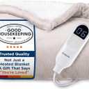 Bedsure Heated Blanket Throw Blanket with Preheat Function - Fast Heating Electric Blanket, Soft Flannel Throw with 6 Time Settings(Up to 10H), 6 Heating Settings, Gifts for Grandma (50"x60", Cream)