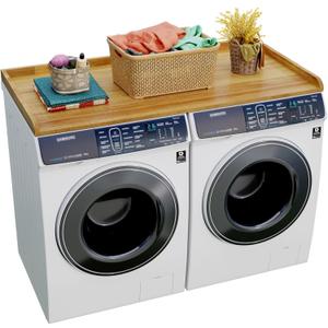 Washer Dryer Countertop Solid Wood,Washer and Dryer Countertop,with Edge Rails,Laundry Room Essentials, Suitable for Laundry Room Storage,Protect Washer and Dryer Covers for The Top