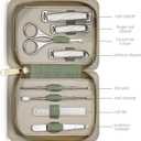 8-Piece Manicure Pedicure Set-Stainless Steel Nail Clippers Toenail Fingernail Cutters with Travel Case Complete Grooming Kit (Green)