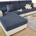 Yoovat Couch Cushion Covers for Sofa Couch Covers Wear-Resistant Universal Sofa Cover Washable Stretch for Sectional Slipcovers (Texture-Gray Blue,Large Single Seat Cover)